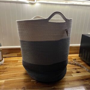 Elegant Two-Tone Woven Storage Bin